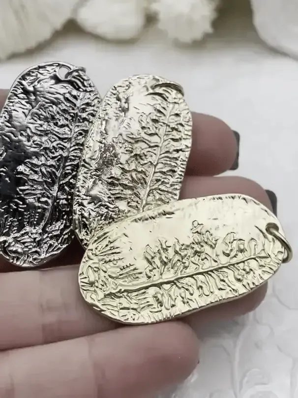 High Quality Brass Sequoia Tree Medallion, Tree/Pendant,  Gold plating, Rhodium or Matte Gold, 42mmx 22mm, 3 Finishes. Fast Ship Contemporary Design