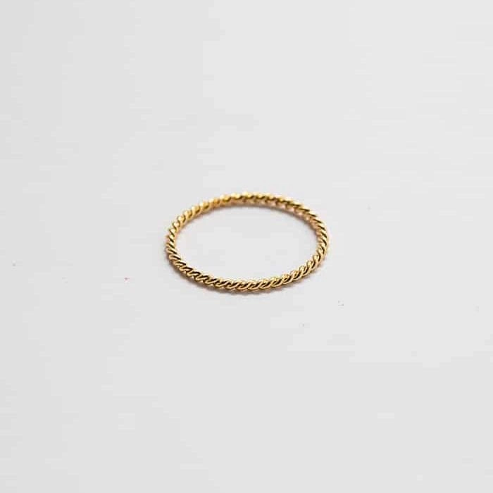 Gleaming Accent Gold Rope Twist Stacking Ring