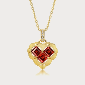 Diverse Fit Heart Garnet Necklace