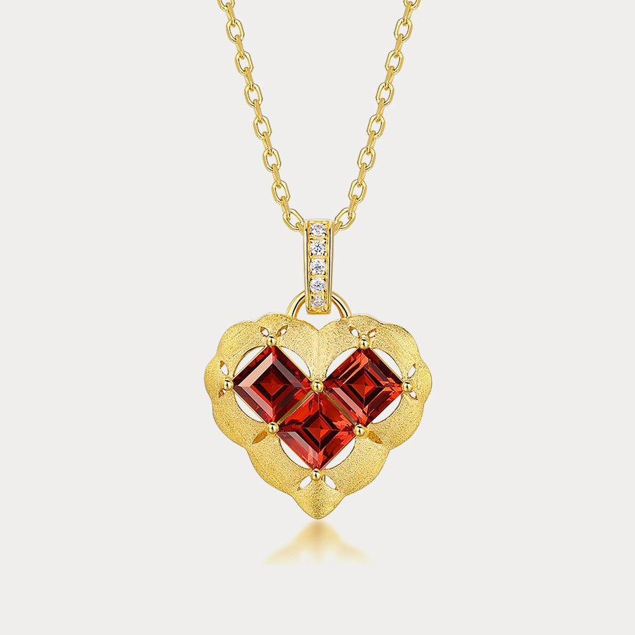 Heart Garnet Necklace Date Ready Glowing Details