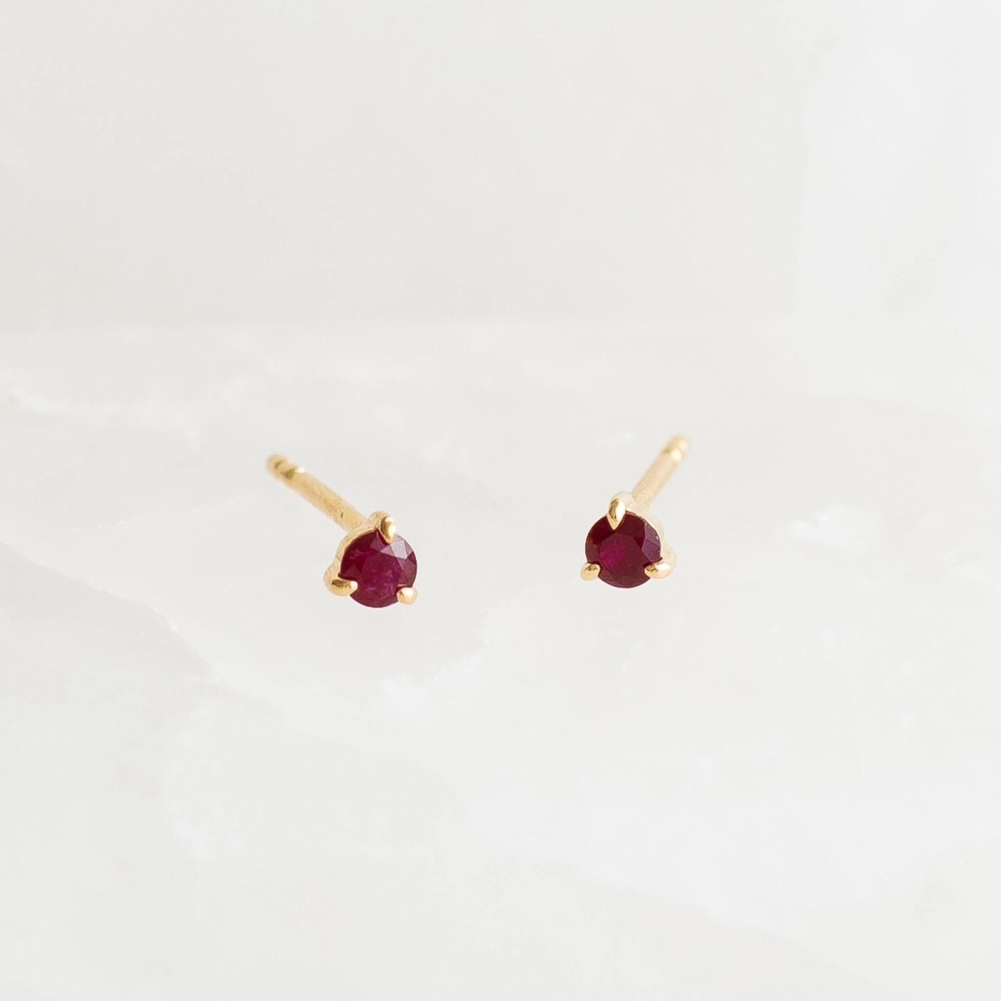 July Birthstone Stud Earrings 14k Gold - Ruby Elite Highlight
