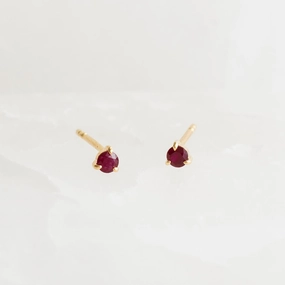 July Birthstone Stud Earrings 14k Gold - Ruby Elite Highlight
