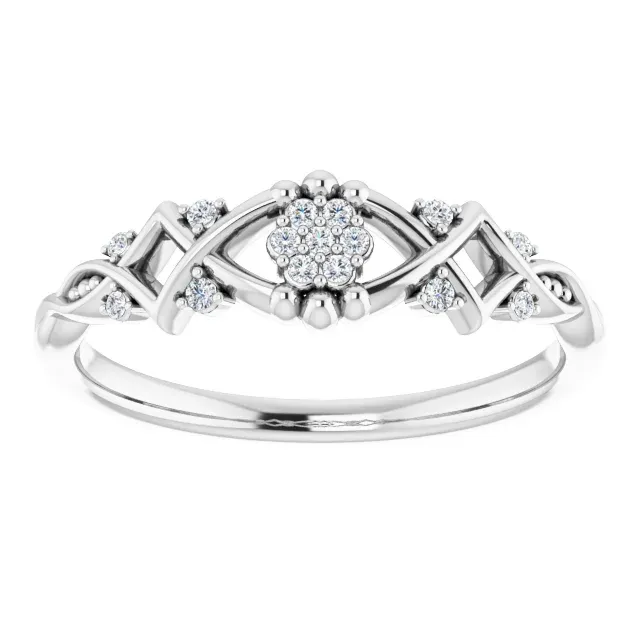 Celebration Gift 14K White .06 CTW Diamond Vintage-Inspired Ring