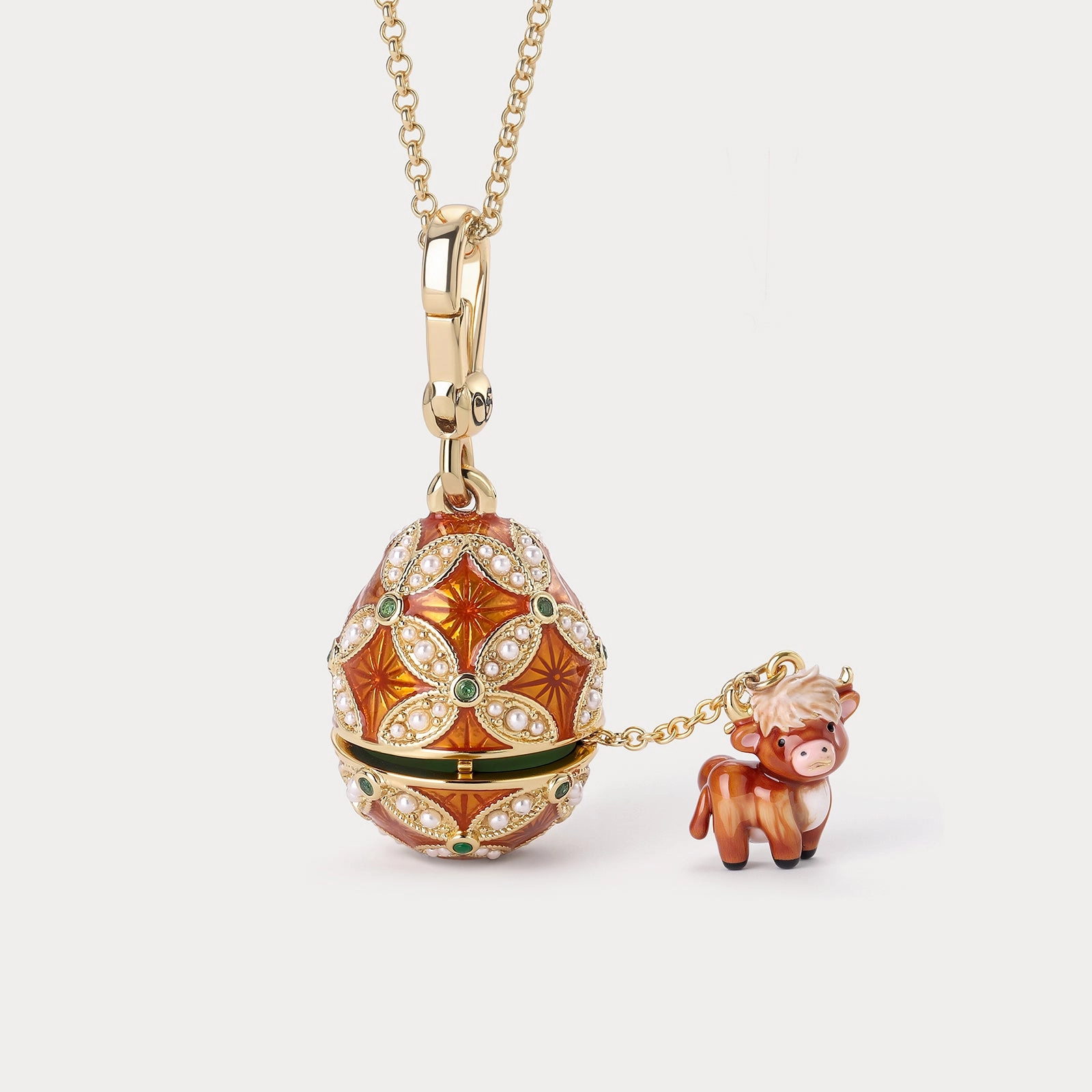 Highland Cow Locket Necklace Graceful Feature Couple Gift