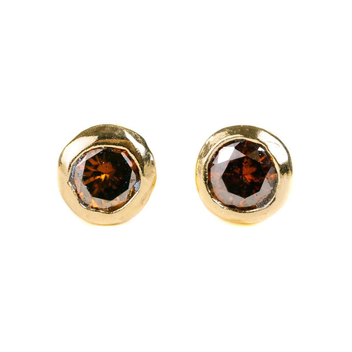 Diamond Stud Earrings - 18ky Gold   Colored Diamonds Premium Detail