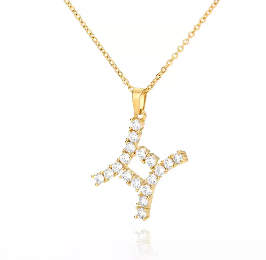 Supplying Piece Shared Jewelry Zodiac Necklace - Gemini Sign - Customized Tendency Jewelry For Women in Yellow Gold Plated over Silver