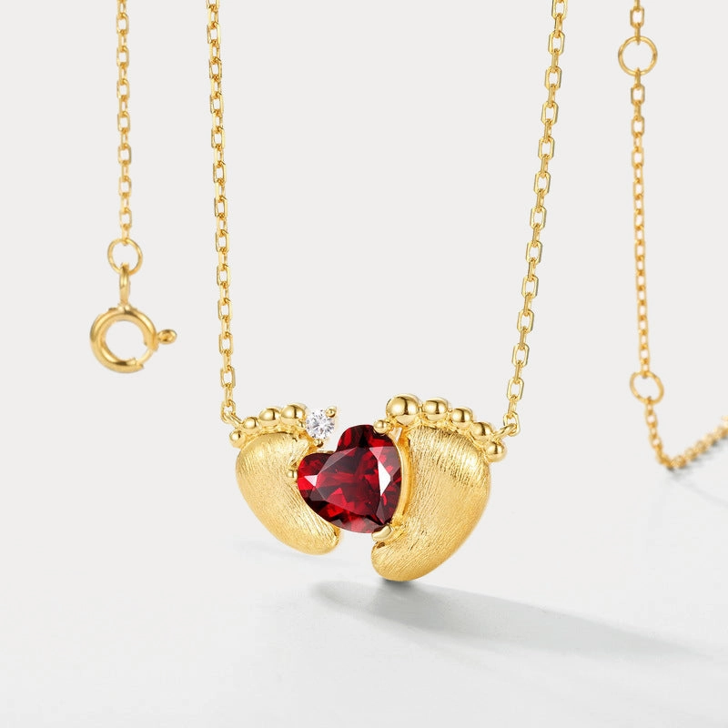 Ruby Baby Footprint Necklace Vogue Style Instant Shine