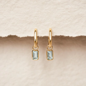 Huggie Earrings with Baguette Charms Sky Blue Topaz - Amelia Modern pieces