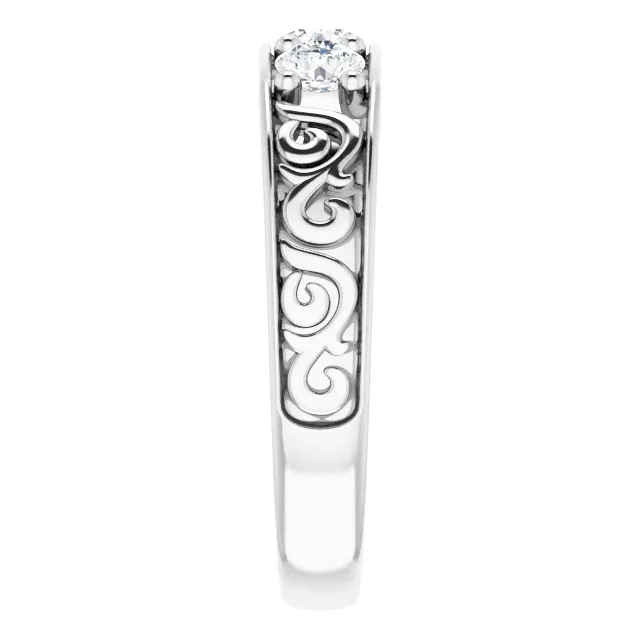 Economical Object Festive Look 14K White 3/4 CTW Diamond Three-Stone Scroll Ring