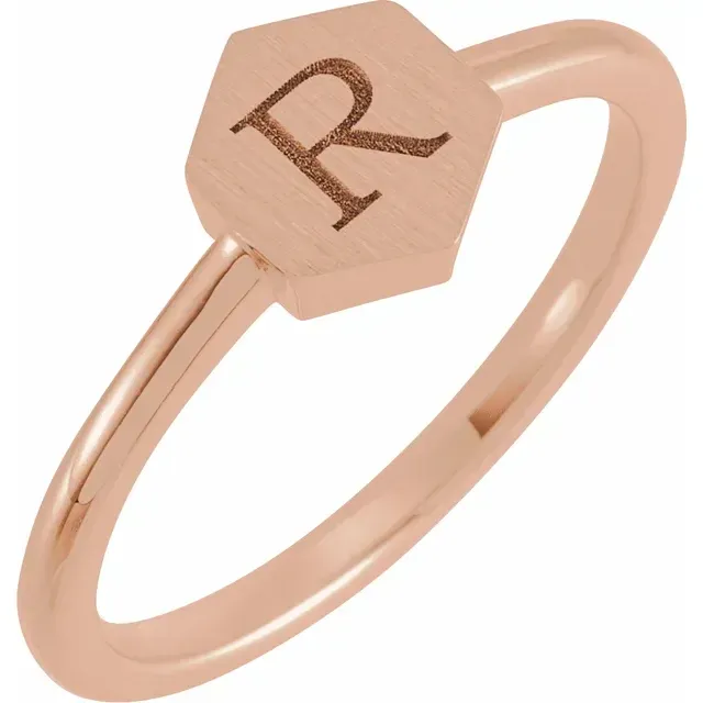 Artisan Touch 14K Rose  9.5x8 mm Geometric Signet Ring