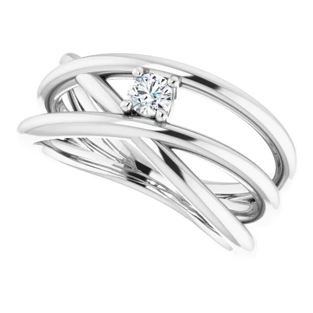 14K White 1/8 CT Diamond Negative Space Ring Value Statement Bold Touch