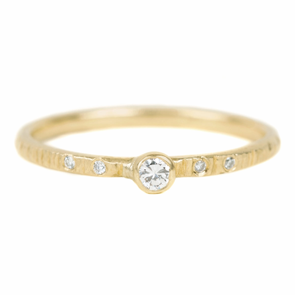 Goldyn Stacker Band - 18k Gold   Reclaimed Diamonds Vintage Style Monogrammed Piece