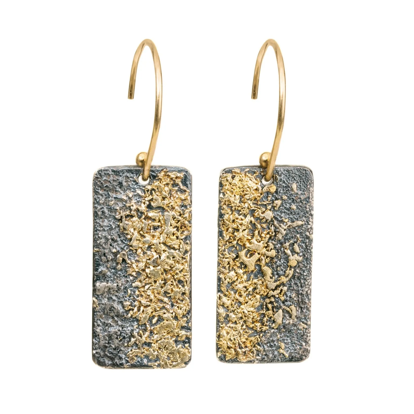 City Block Earrings - 18k Gold Fused with Oxidized Silver Lifestyle Fit Precious Craft