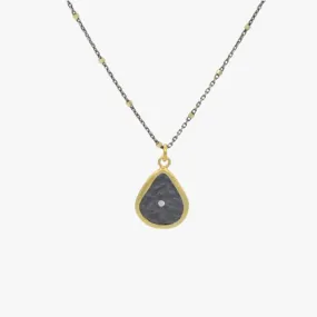 Comfortable Ornament Mixed metals teardrop necklace with CZ accent