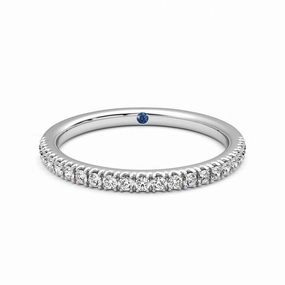Flawless Detail Distinct Highlight Classic Pav?? Moissanite Wedding Band with Anniversary Stone Accent