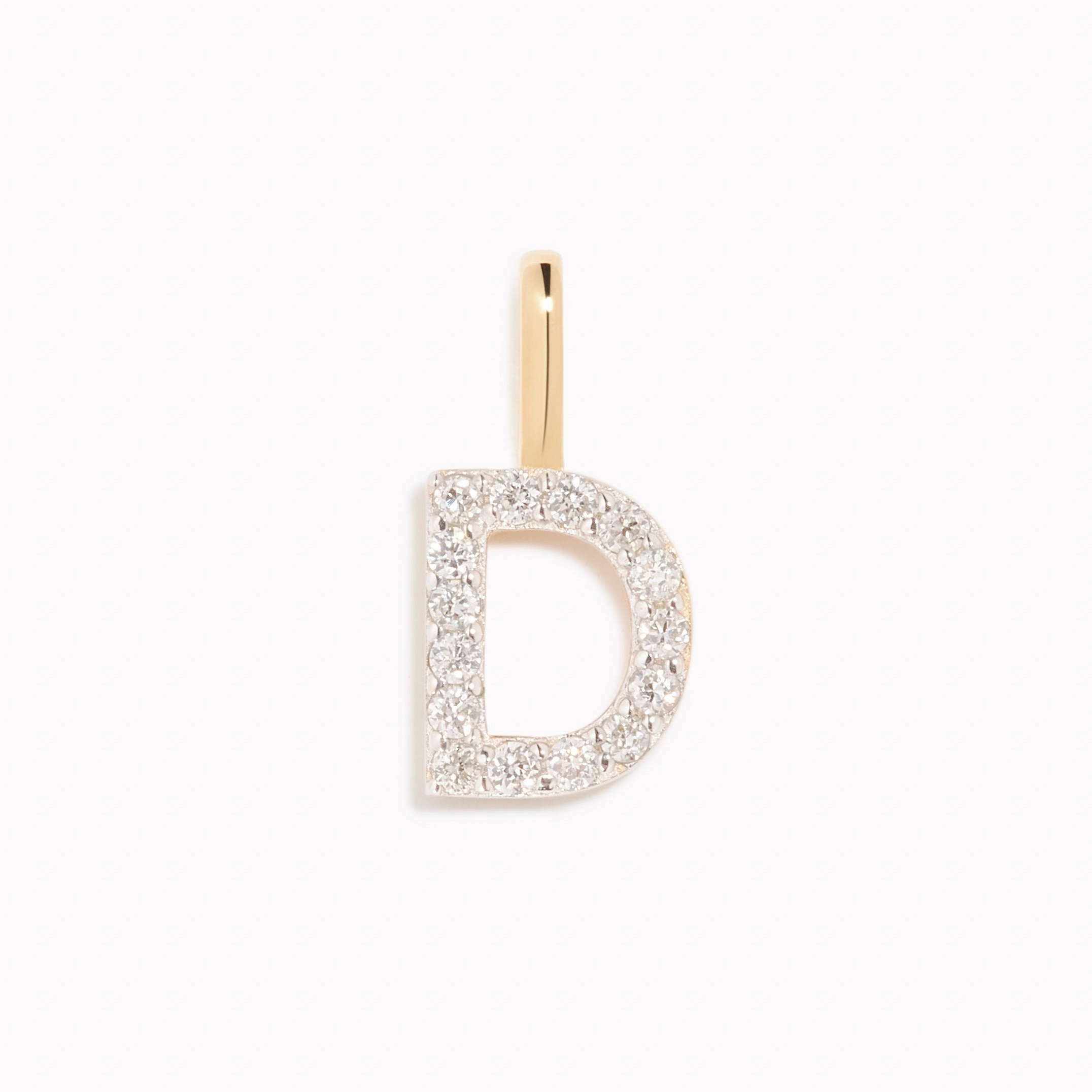 Chic Glam Bold Charm Diamond Initial Pendant 14k Gold - D
