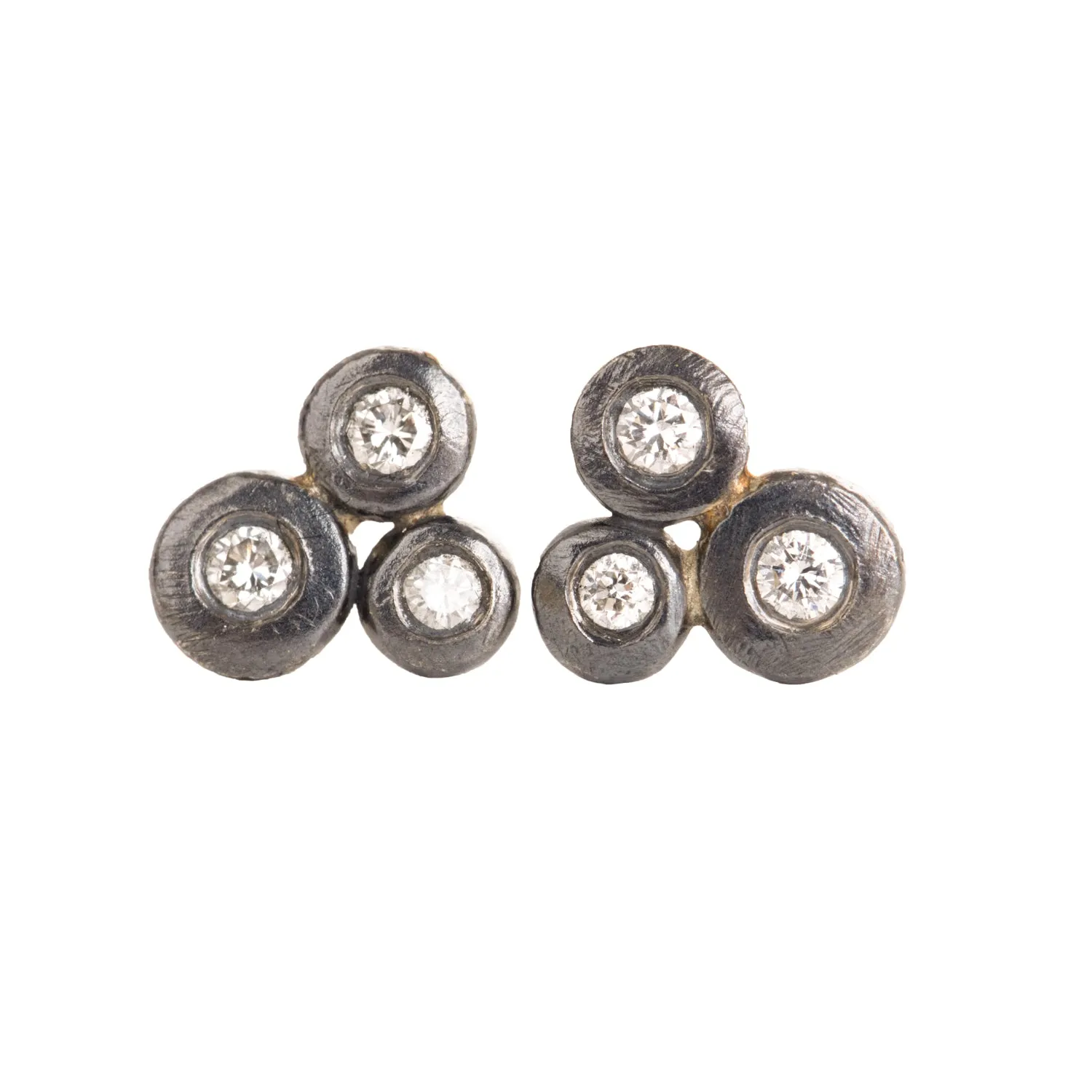 In Bloom Diamond Studs - 18k Gold, Oxidized Silver   Reclaimed Diamonds Formal Fit Everyday Layer