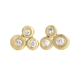 In Bloom Diamond Studs - 18k Gold, Oxidized Silver   Reclaimed Diamonds Classic Beauty