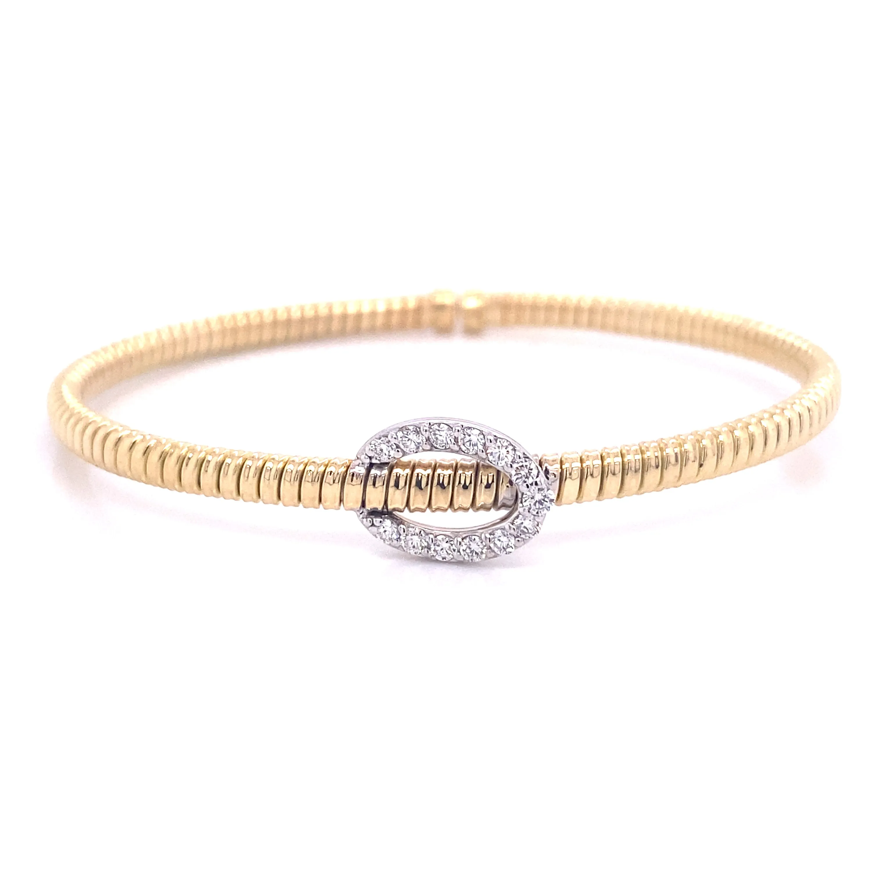 Bremer Jewelry Bangle Diamond Bracelet in 18K White/Yellow Gold (0.30ctw) Positive vibes