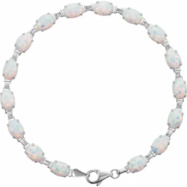 14K White Lab-Grown Opal Line 7" Bracelet Worth The Price