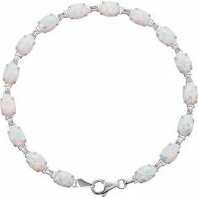 14K White Lab-Grown Opal Line 7" Bracelet Worth The Price