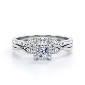 Infinity 0.65 TCW Princess Cut Moissanite Split Shank Bridal Set Refined Sparkle Smooth Lines
