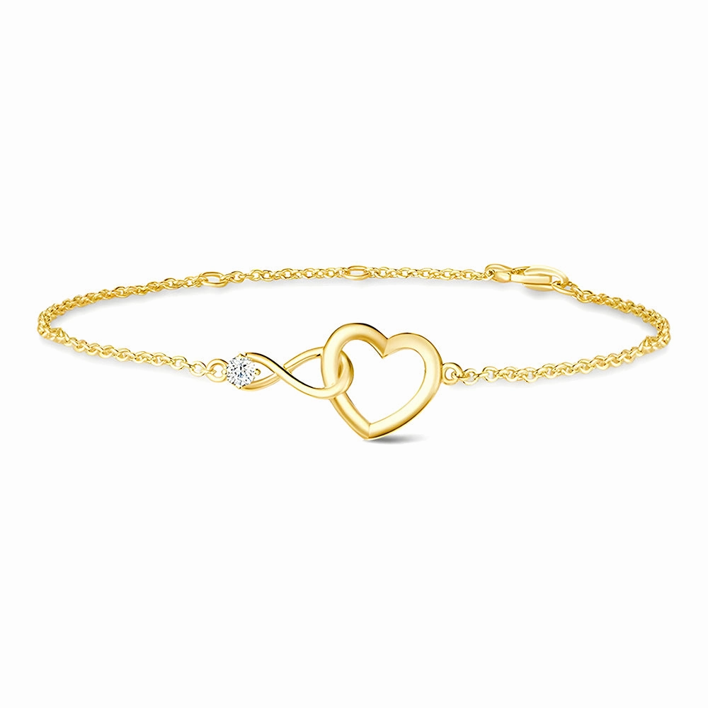 High Shine Everyday Appeal Interlocking Hearts Diamond Accent Infinity Bracelet