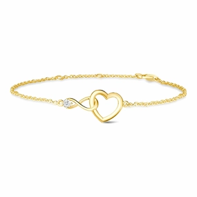 Interlocking Hearts Diamond Accent Infinity Bracelet Effortless Match Fashion Layer