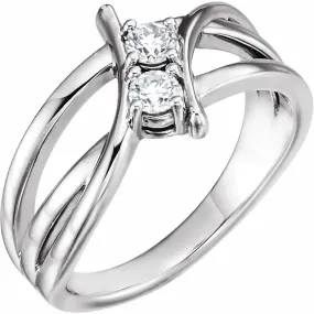 14K White 1/4 CTW Diamond Two-Stone Ring Fashion feature