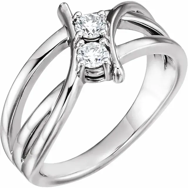 14K White 1/4 CTW Diamond Two-Stone Ring Fashion feature