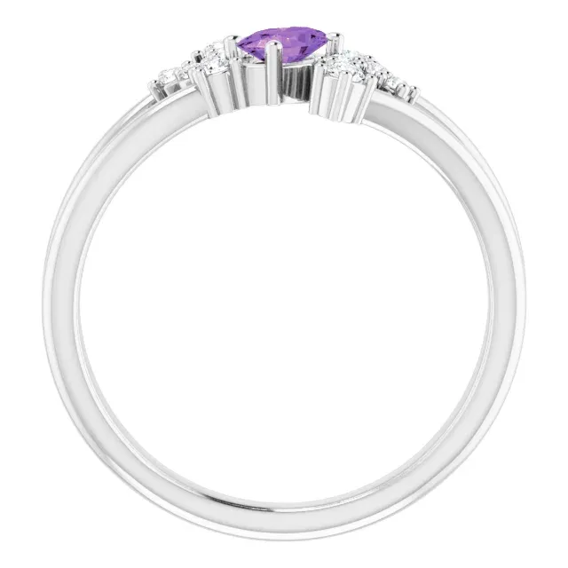 14K White Amethyst & 1/8 CTW Diamond Bypass Ring Sentimental Work