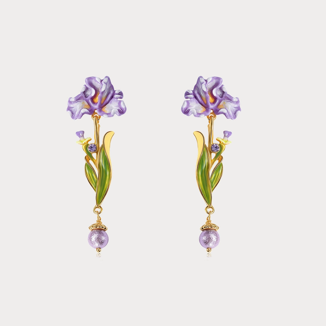 Muted Details Layered Spark Iris Flower Drop Earrings