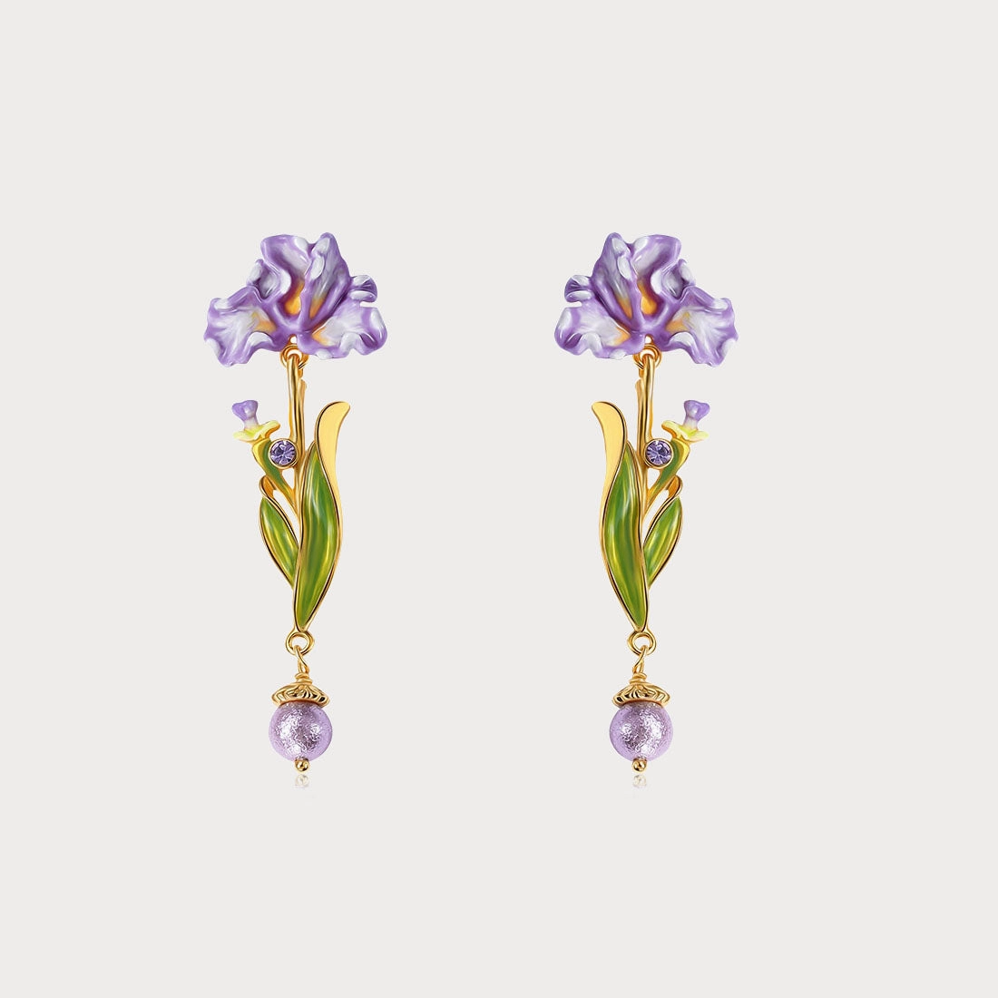 Miniature Accent Chic Decor Iris Flower Drop Earrings