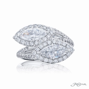 Durable Embellishment Shared Experience JB Star Marquise Diamond Bypass Fashion Ring in Platinum (2.21ctw)
