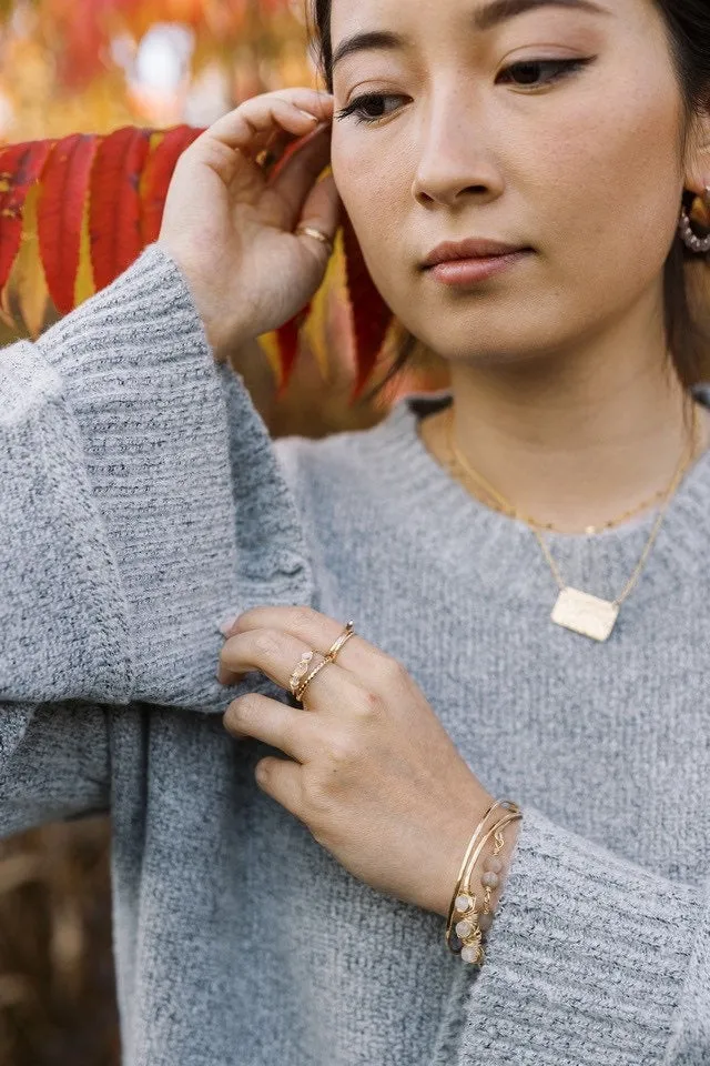 Jess Rectangle Gold Charm Necklace, Gold Layering Necklace, Hammered Statement Necklace, Layering Necklace Street Fashion