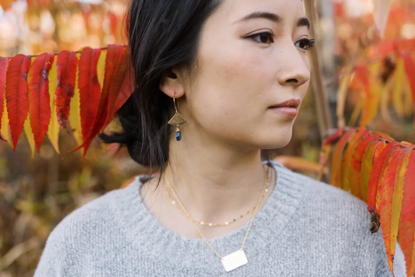 Graduation Present Cool Accessory Jess Rectangle Gold Charm Necklace, Gold Layering Necklace, Hammered Statement Necklace, Layering Necklace