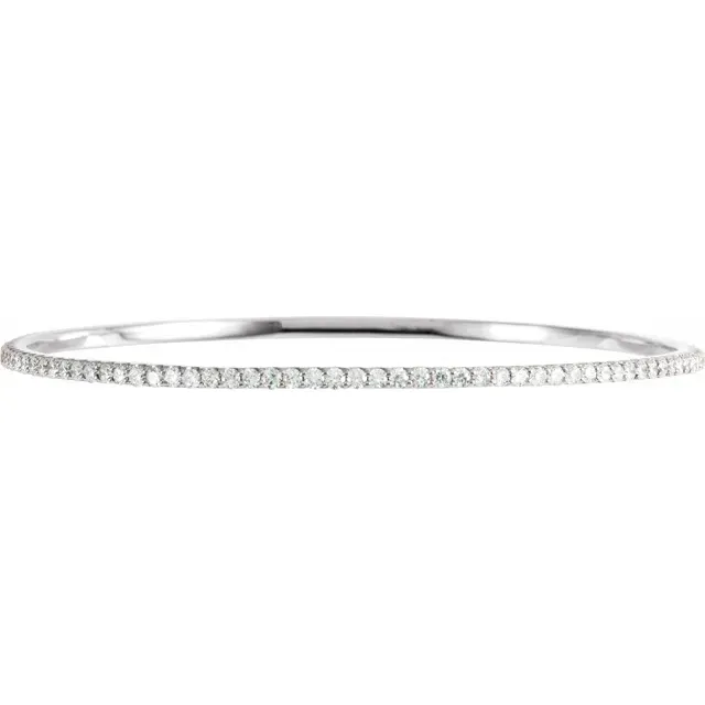 Revolutionary Approach Memorable Gift 14K White 3 CTW Diamond Stackable Bangle 8" Bracelet