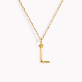 L Necklace / Gold Initial Necklace Seasonal Pairing Shiny Jewelry Touch