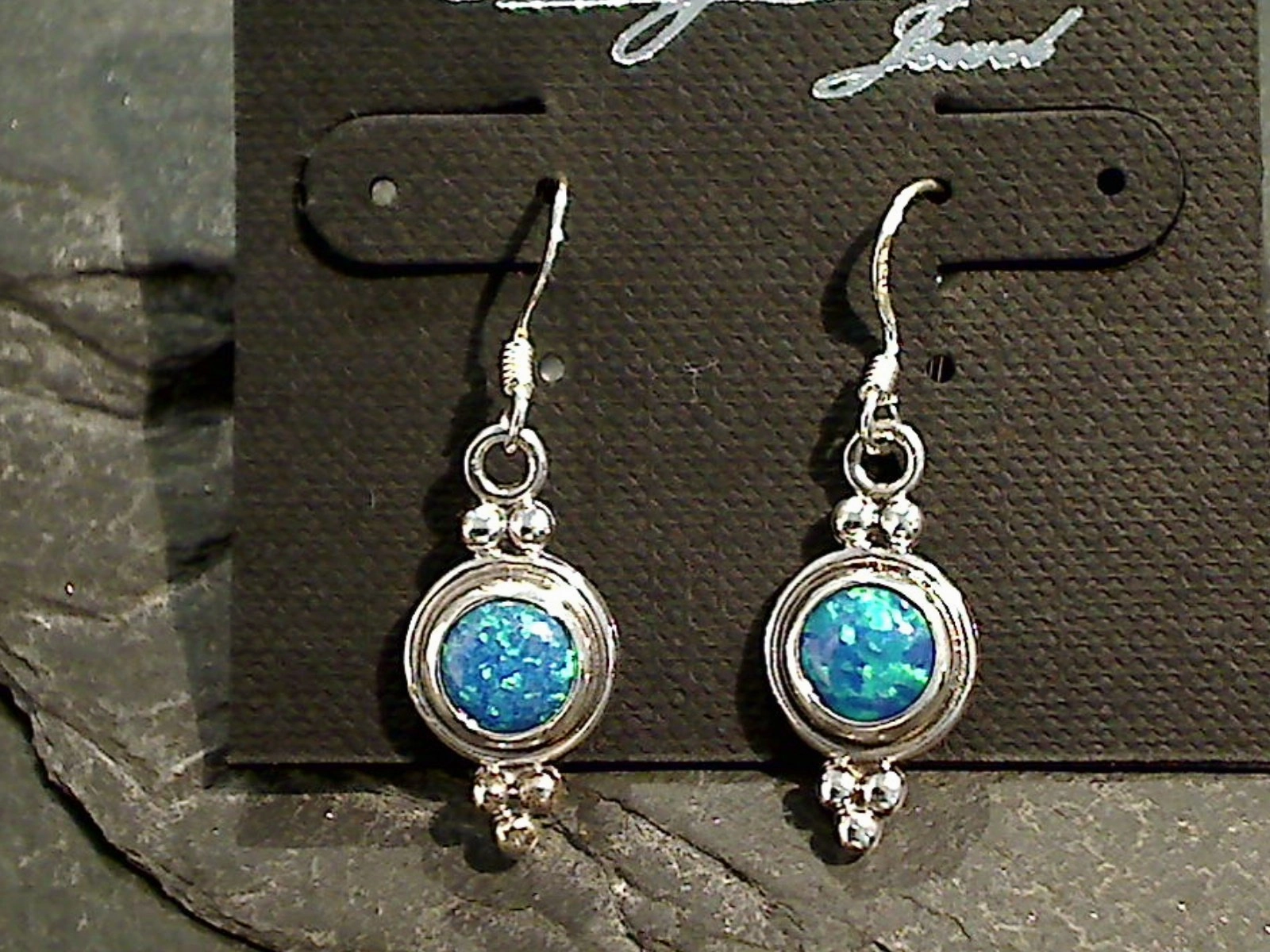 Lab Created Opal, Sterling Silver Earrings Striking Trinket