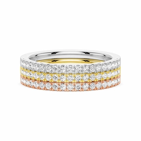 Artistic Highlight Lab Grown Diamond Tri color Set of Three Stackable Bands