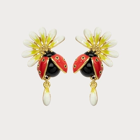 Big Accent Secure Accent Ladybug Daisy Earrings