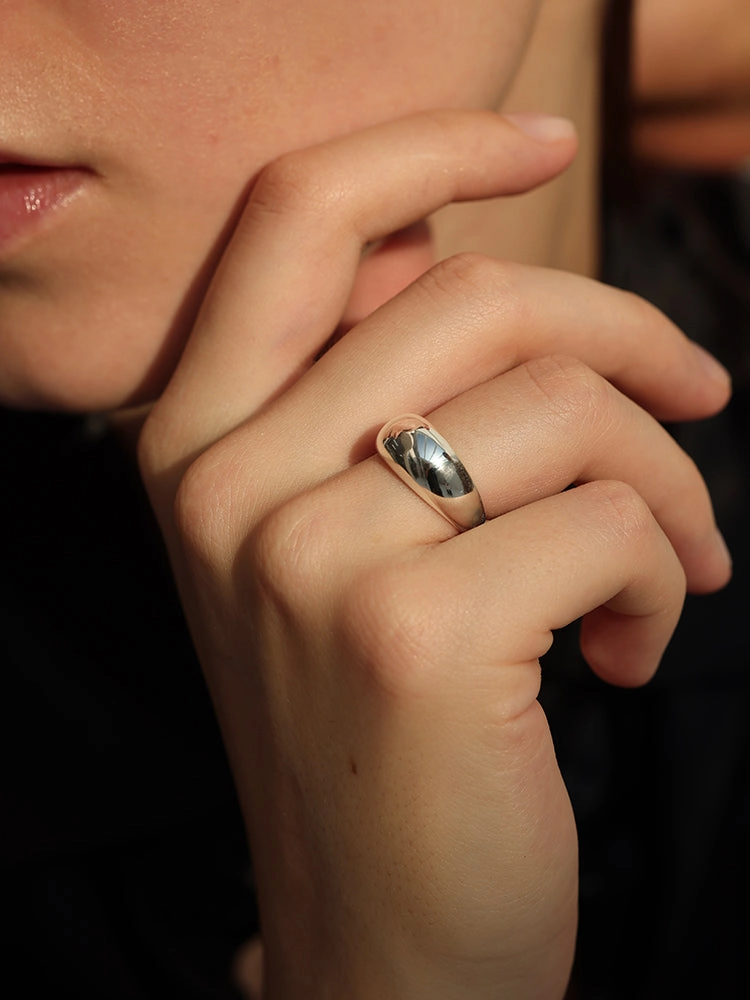 Lana Silver Dome Ring Lustrous Highlight Warm Light