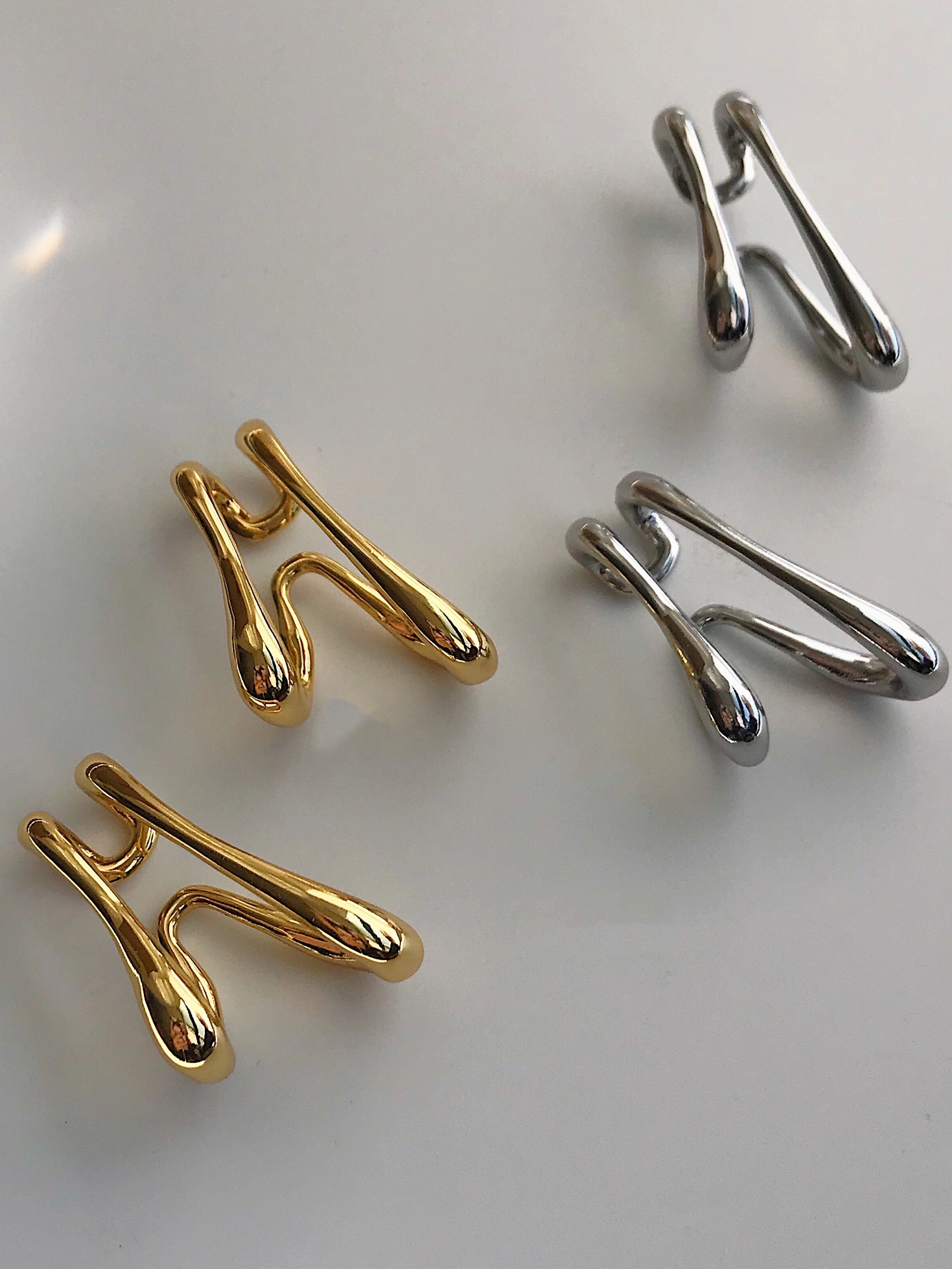 Luxury Highlight Lanette Modern Double Ear Cuff 18K Duo Wrap Earring