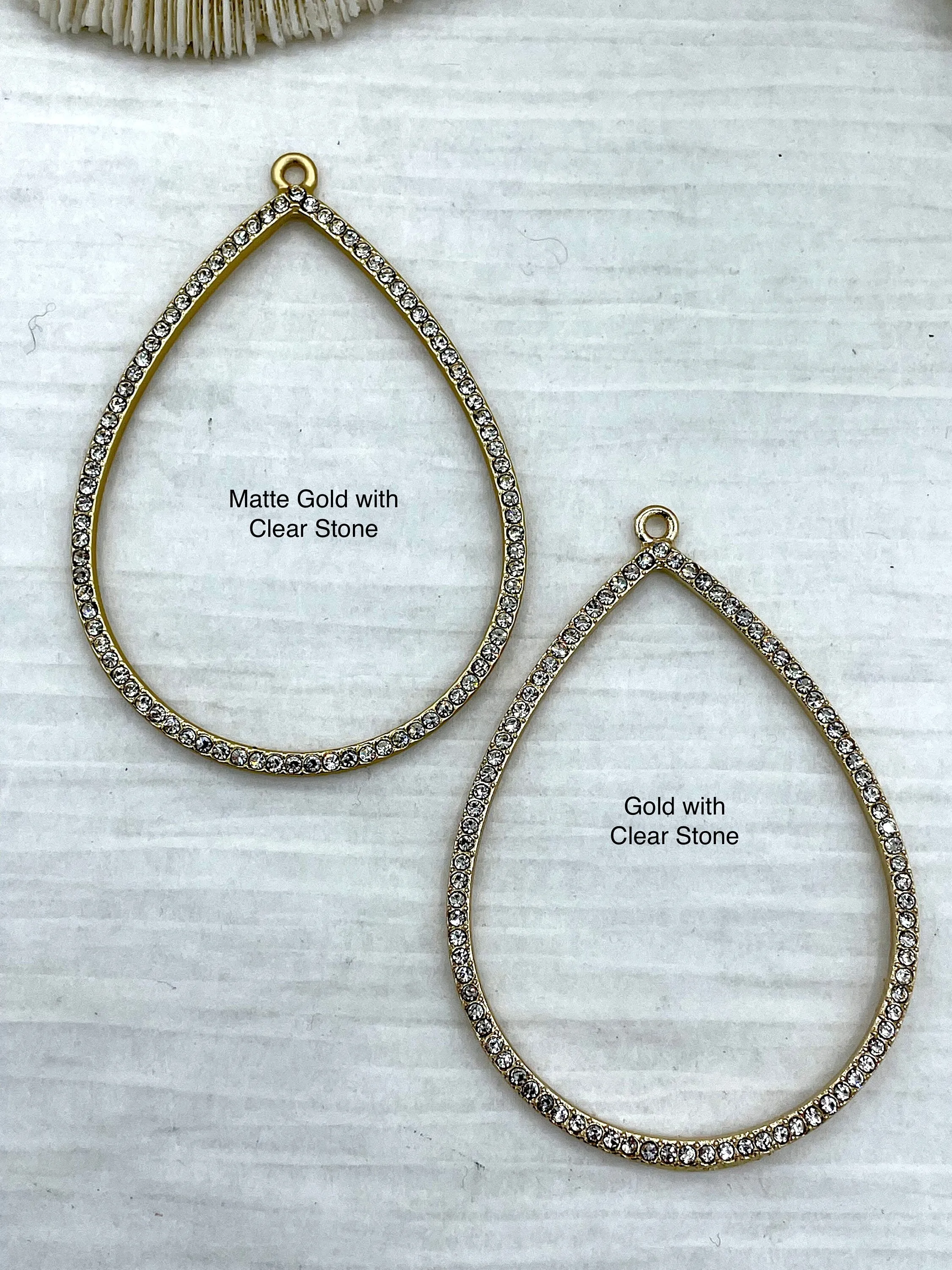 Chic Detail Large Teardrop Crystal Charm Pendants, Rhinestone Pave Large, 62mm, x 43mm x 2mm Charm/Pendant, Bronze, Gold, Silver, Gunmetal, Fast Ship