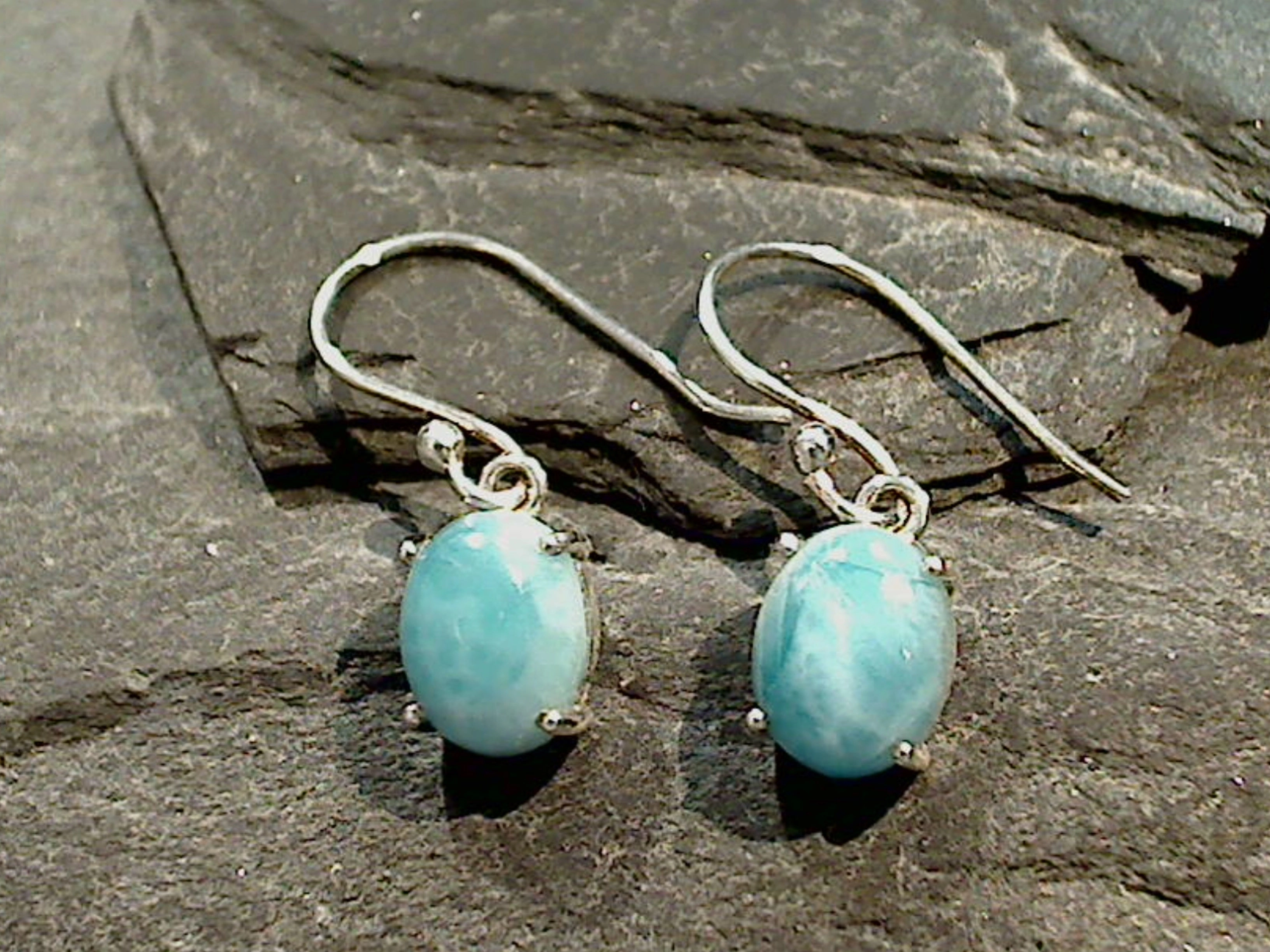 Larimar, Sterling Silver Earrings Attractive Adornment