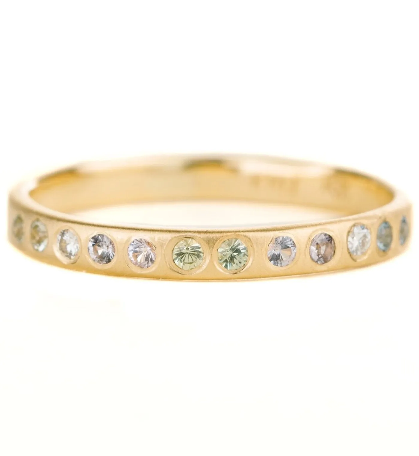 Laurel Band - 18ky, Ethically Sourced Montana Sapphires   Reclaimed Diamonds Elegant Form