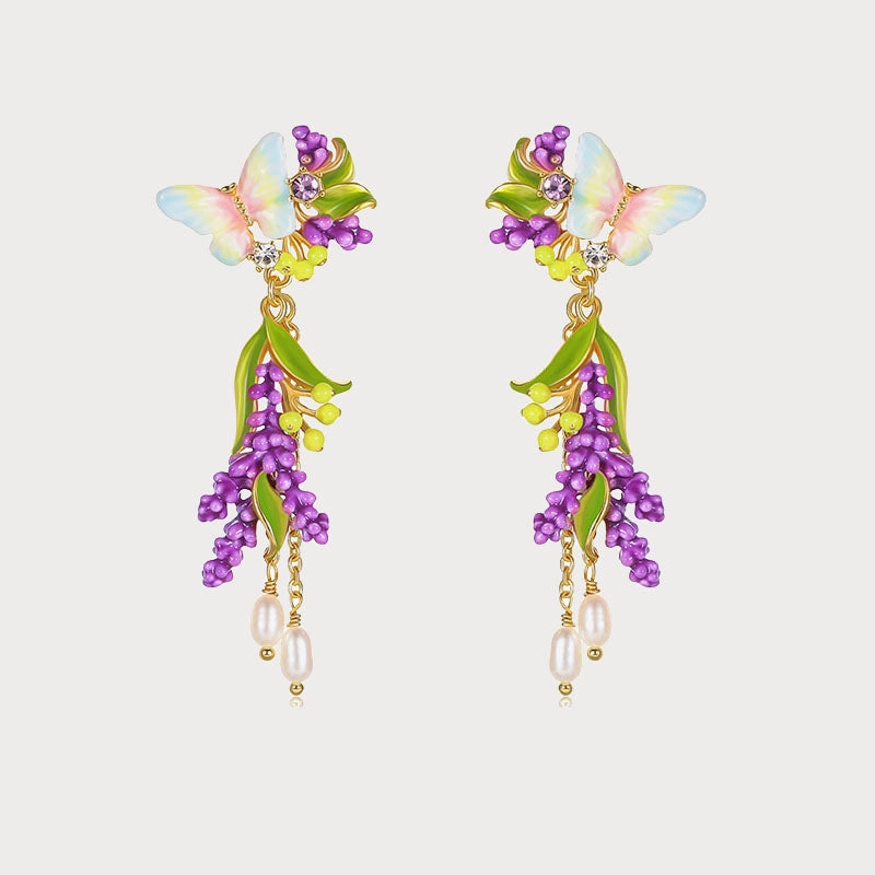 Lavender Butterfly Earrings Premium Element Sparkling Style