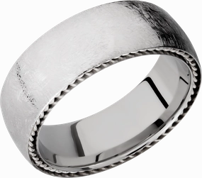 Cobalt chrome 8mm domed band with sterling silver sidebraid True Touch Captivating Accent