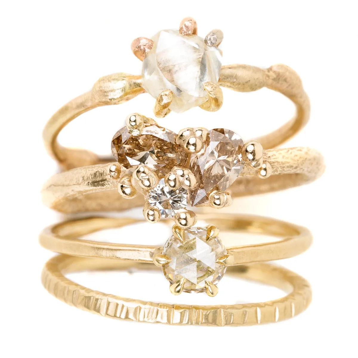 Aspen Wedding Stackers - 18ky Gold, 14kpw Gold Layer Ready Graceful Shine
