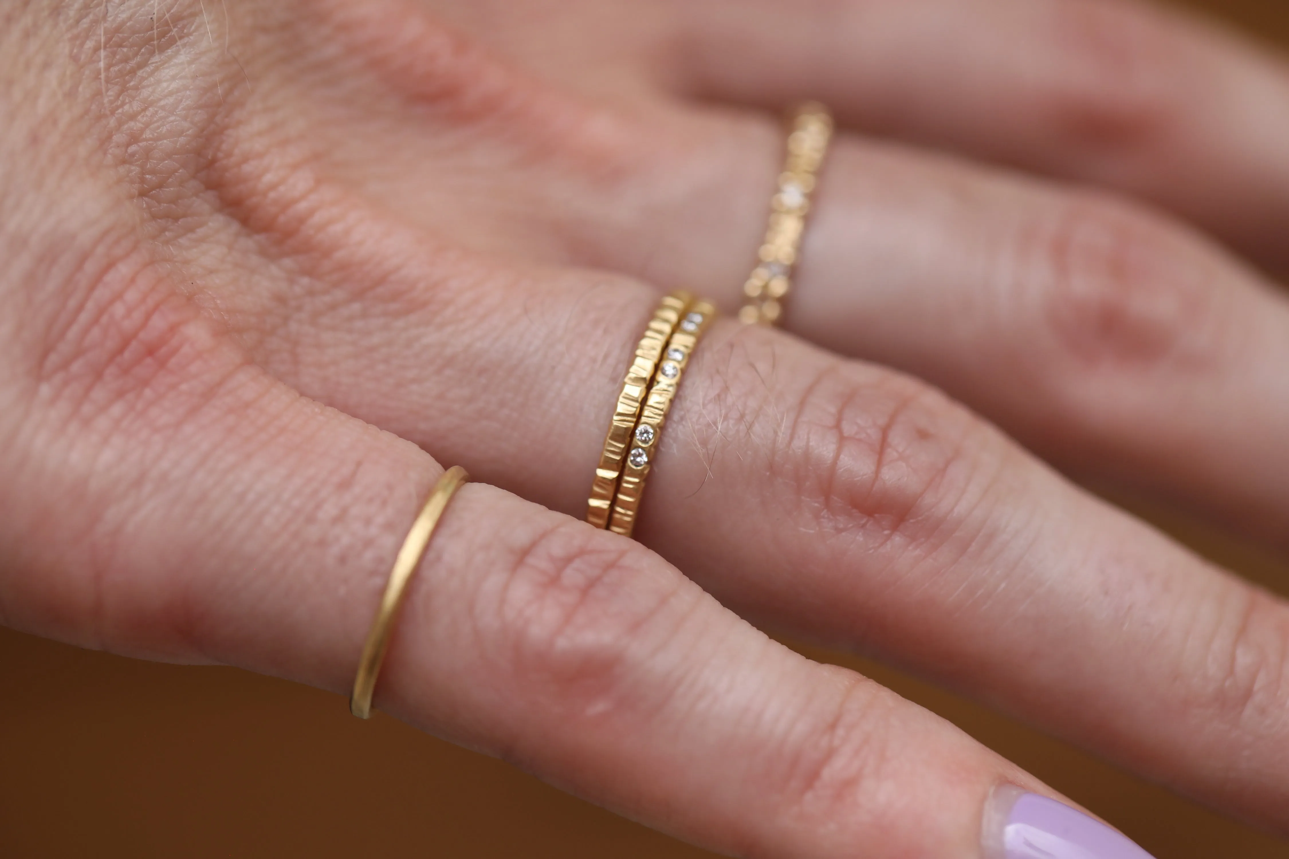 Mature Style Luxe Accent Aspen Wedding Stackers - 18ky Gold, 14kpw Gold